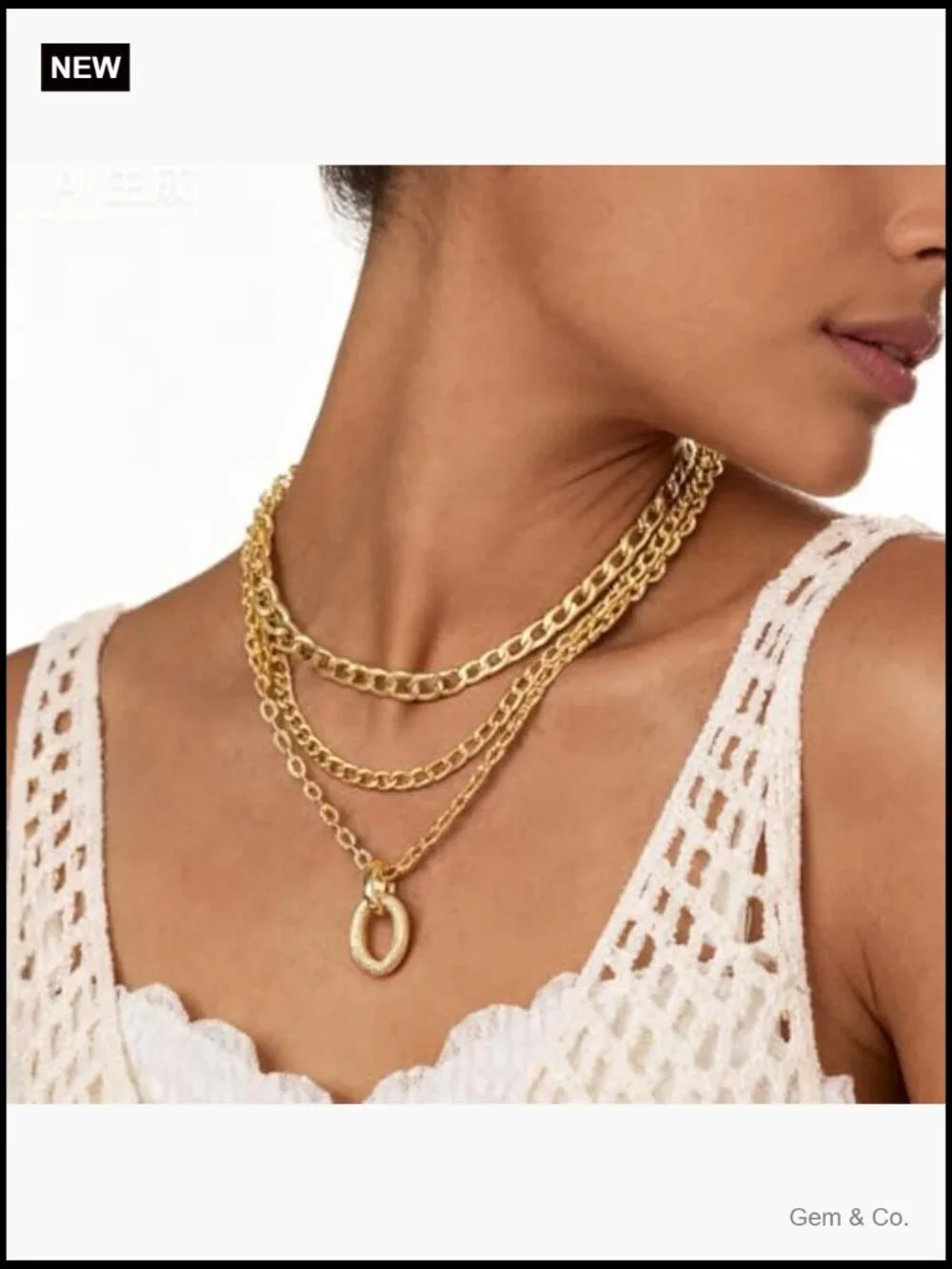Chunky Chain Layered Necklaces Set Heart Pendant Trendy Statement Jewelry